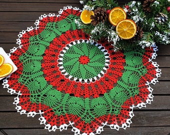 Christmas crochet doily. Large Christmas doily. Christmas table decor. Christmas table runner