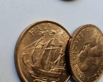 イギリス 1967 年 1 ペニー硬貨、エリザベス 2 世女王、良好な中古