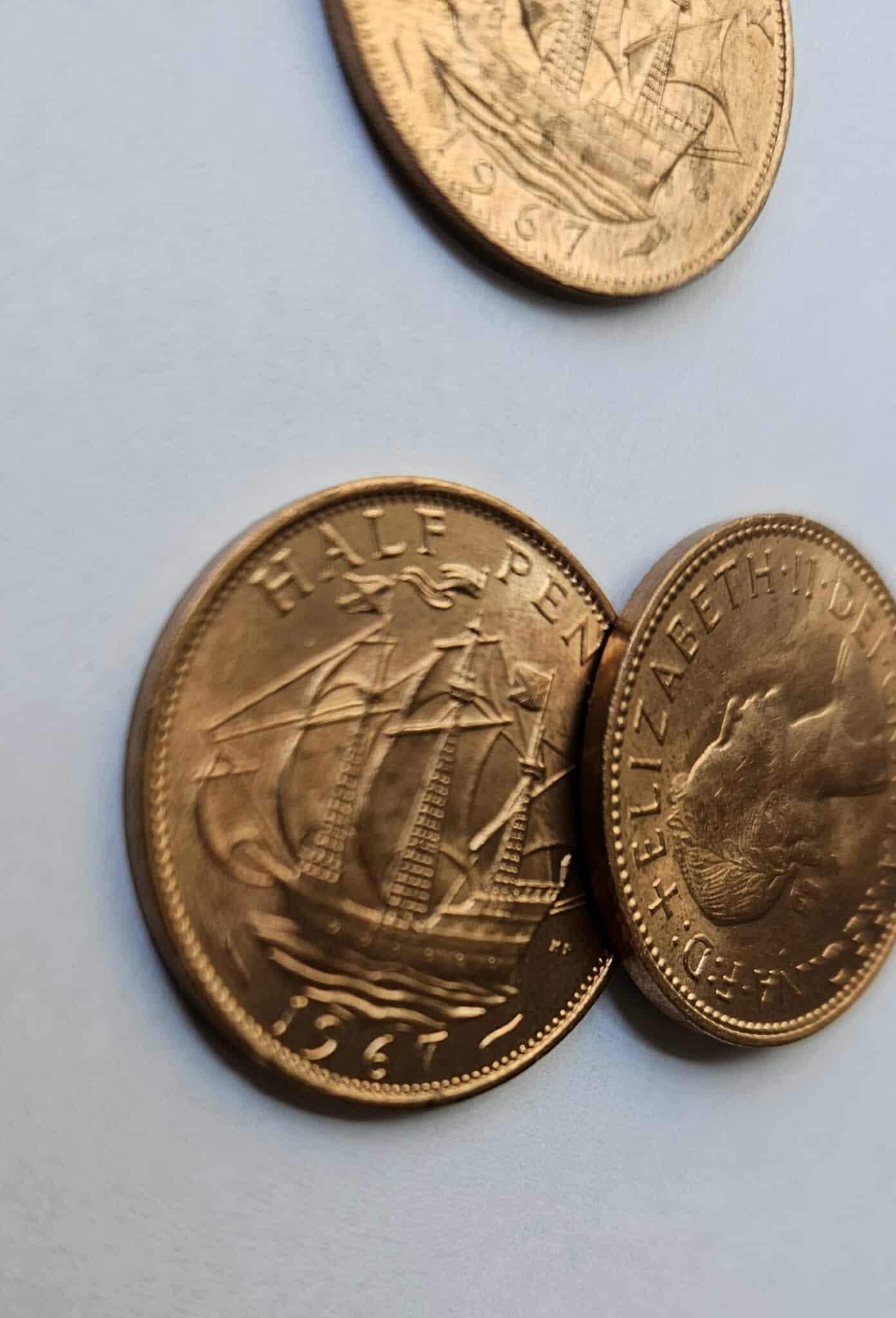 1967年イギリスハーフペニー　10枚セット 1966 or 1967 UK Half Penny, 1/2 Penny Great Britain, British