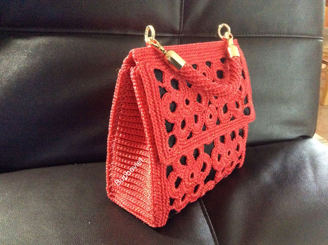 Designed bag evening bag clutch crochet handmade nylon thread Etsy