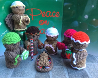 Nativity set Gingerbread Style Christmas gift Mary Joseph Baby Jesus Three Kings Angle