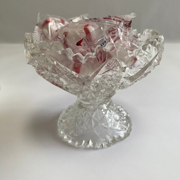 Vintage cut-glass footed bowl