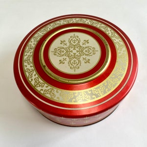 Vintage Red and Gold Christmas Tin