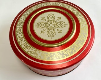 Vintage Red and Gold Christmas Tin