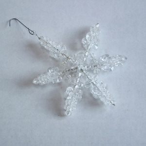 Vintage handmade beaded snowflake Christmas ornament