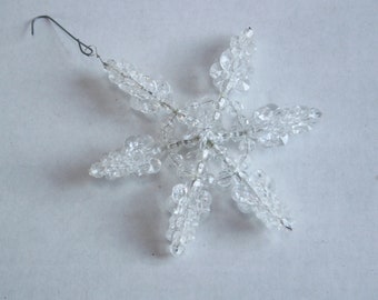 Vintage handmade beaded snowflake Christmas ornament