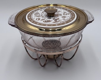 Vintage 1950s Georges Briard designed Fire King Casserole dish with lid