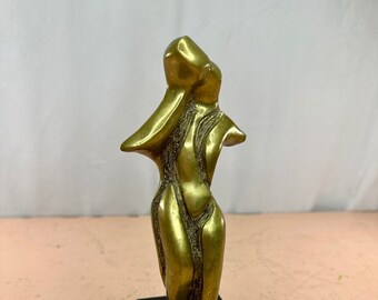 Abstract Bronze Dancing Couple Tabletop Statue Celina Signed 3130