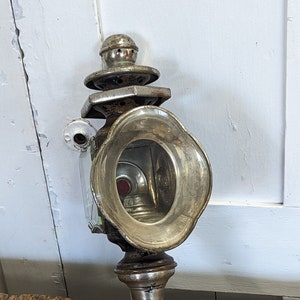 Victorian Style Carriage Lamp with Candlelight - 1890s Metal and Glass