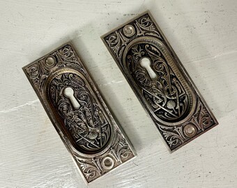 Set of 2 Cast Bronze Pocket Door Cup Pulls