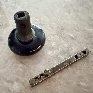 Antique Dark Brown Porcelain Door Knob Cast Iron Collar Adjustable Post
