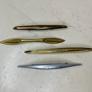 Mid Century Modern Drawer Pulls Set of 4 Atomic Cabinet Handles Brass Chrome