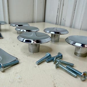 Modern Chrome Brass Cabinet Knobs Set of 6 Square Backplate Drawer Pulls