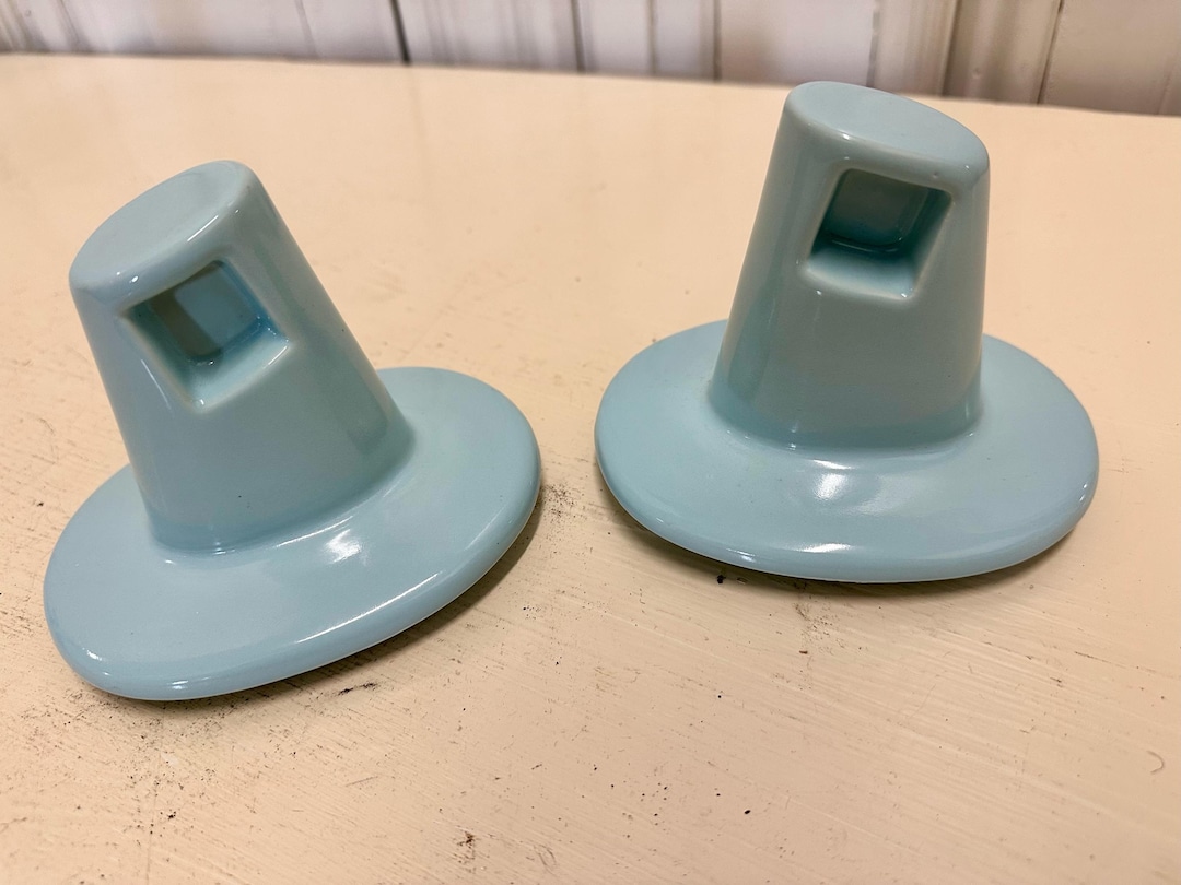 MCM Blue Ceramic Bath Towel Bar Holders - Set of 2 - Etsy