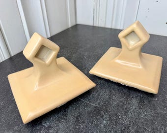 MCM Peach Ceramic Towel Bar Holders Mid Century Bath