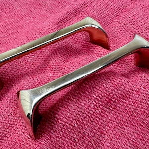 Vintage Mid Century Brass Drawer Pulls Set of 2 Atomic Space Age Cabinet Handles