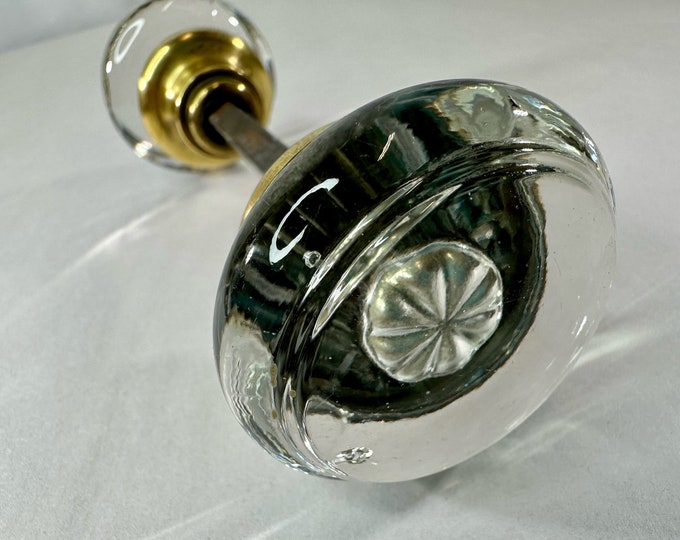 Vintage Round Glass Door Knob Set Etsy