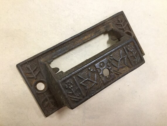 Eastlake Cup Style Drawer Pulls With Label Antique Etsy