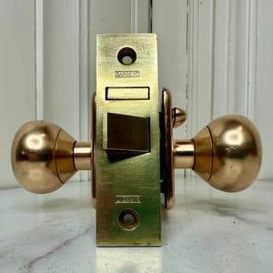 Antique Sargent Brass Mortise Lock & Knob Set with Thumb Turn – Cleaned  Polished