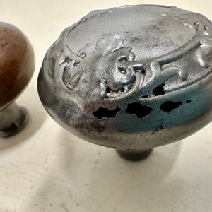 Vintage Brown Stone and Stamped Steel Door Knob Set image 6