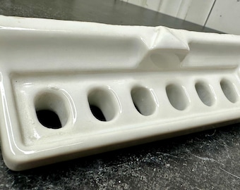 Vintage Art Deco White Porcelain Wall Mount Toothbrush Holder