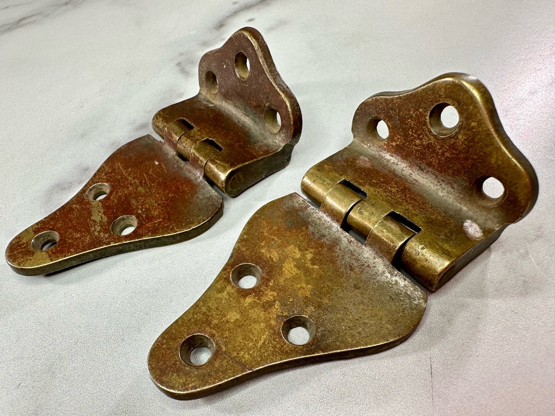 Set of 2 Vintage Brass Ice Box Hinges Etsy