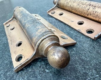 Vintage Chicago Triplex Spring Hinges Copper Finish 4x3.4 Double Action Pair