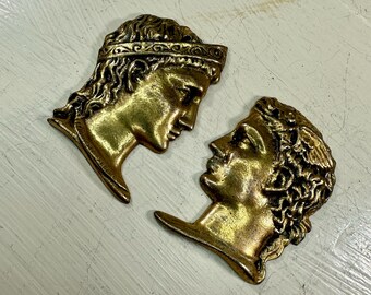 Vintage Set of Brass Julius Caesar Profiles