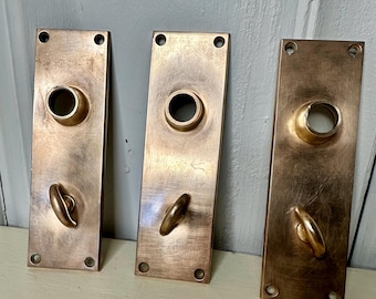 Vintage Solid Brass Door Plate with Lock – Polished