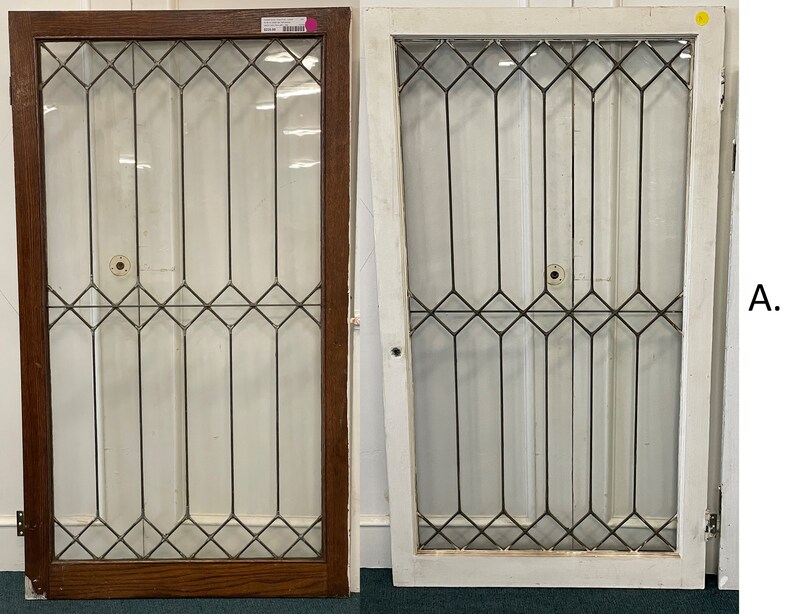 Antique Leaded Glass Doors Elongated Diamonds With Etsy