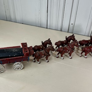 Antique Cast Iron 6 Horse Wagon
