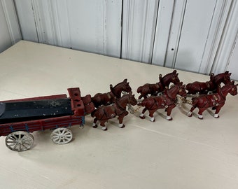 Antique Cast Iron 6 Horse Wagon