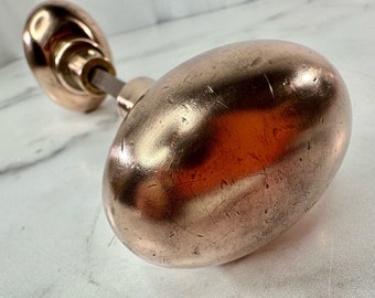 Vintage Solid Brass Oval Door Knob Set