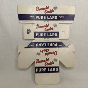 Donald Cook's Pure Lard New Old Stock Vintage Packaging Carton