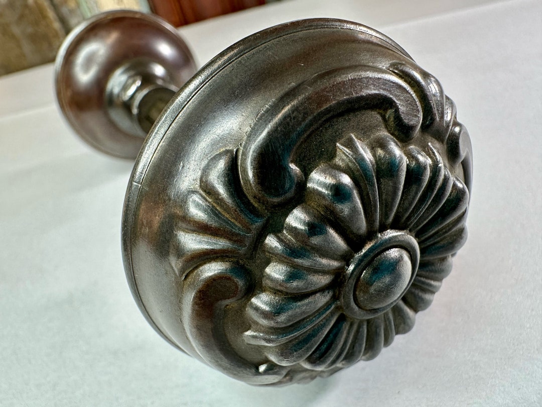 Vintage Stamped Steel Door Knob Set - Etsy