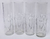 Nude Women Vase or Drinking Glasses - Set of 4 Nude Lady Vases - Libbey La Femme Nude Form Female Glasses