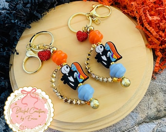 Jack and Sally Inspired Keychains. Nightmare Jack and Sally Keychains.