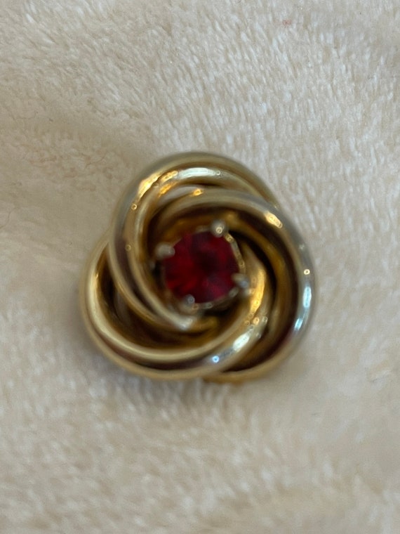 Vintage Gold and Red Stone Pin - image 2