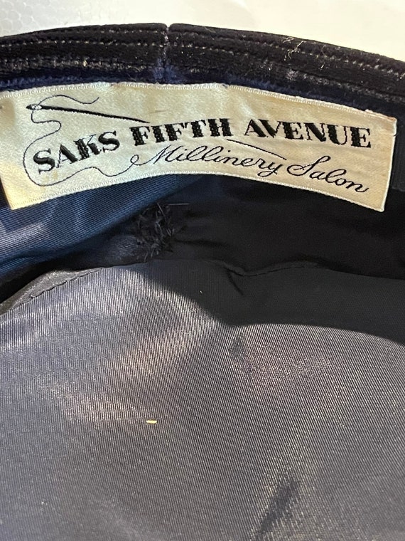 Vintage Saks Fifth Ave Blue Velvet Hat - Etsy Finland display picture 3