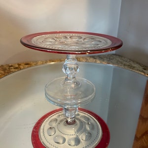 Vintage Red and Clear Candle Holder