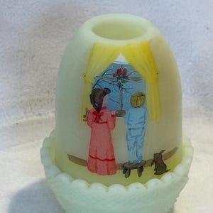 Vintage Hand Painted Fenton Fairy Lamp