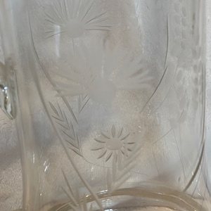 Vintage Etched Glass Pitcher