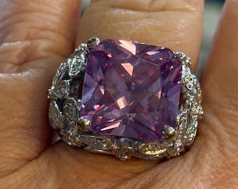 Vintage Silver Pink Stone Ring