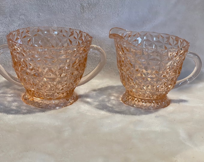 Featured listing image: Vintage Depression Glass Cream and Sugar