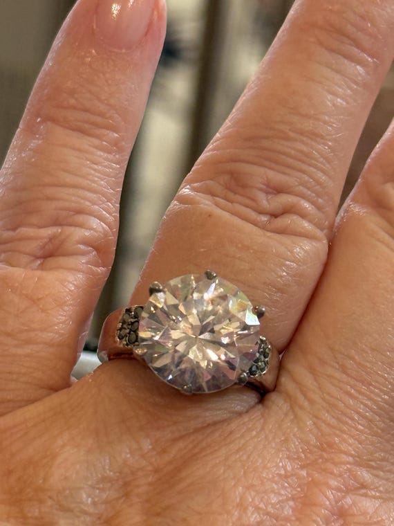 Vintage Sterling Silver Faux Diamond Ring