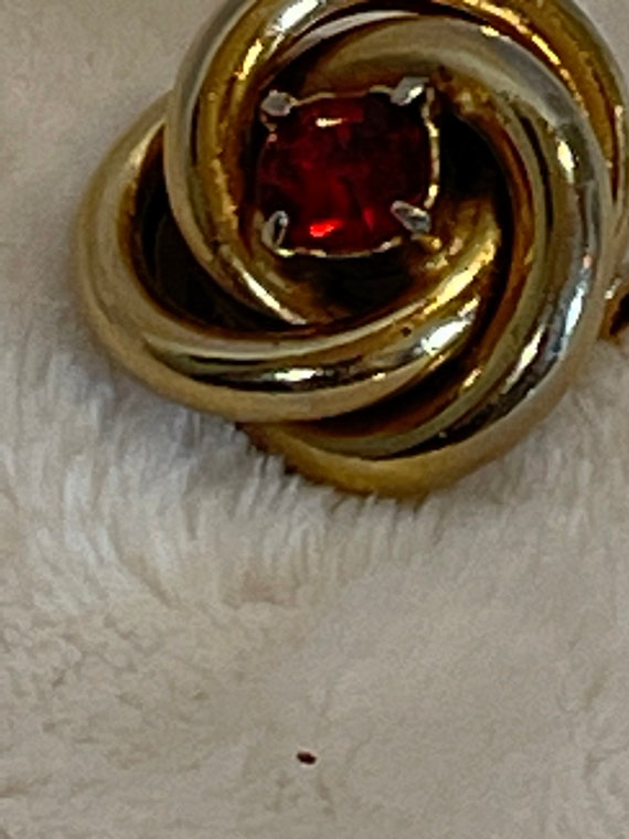 Vintage Gold and Red Stone Pin - image 4