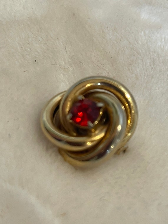 Vintage Gold and Red Stone Pin - image 9