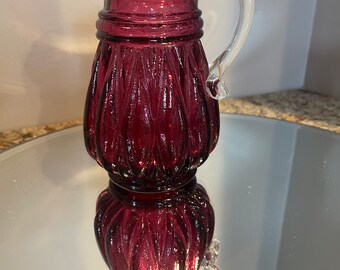 Vintage Cranberry Creamer/Syrup Pitcher