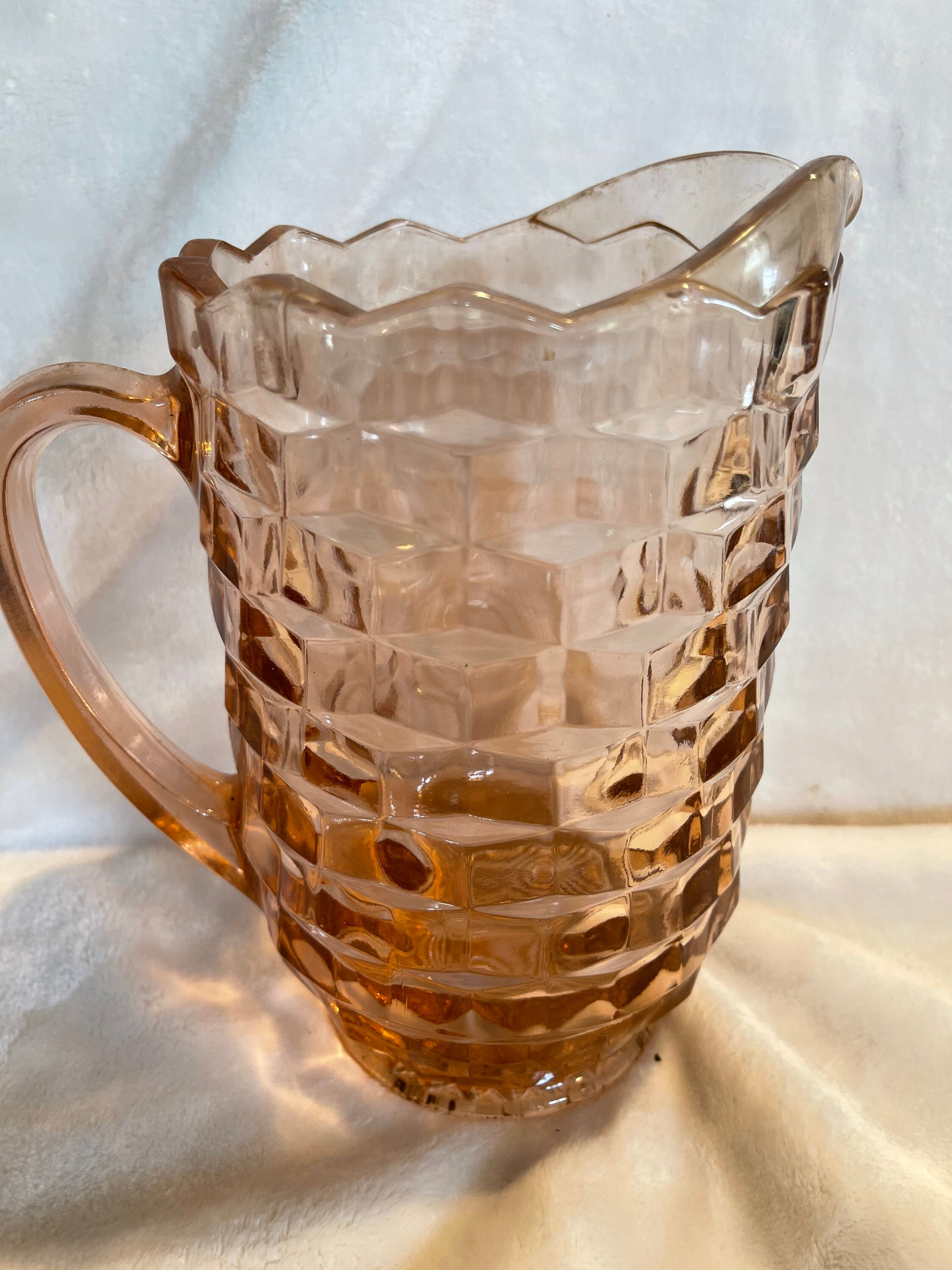 Vintage Pink Depression Glass Pitcher Etsy
