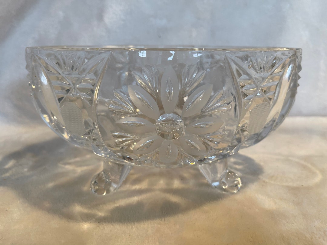 Vintage Lead Crystal Oval Bowl Etsy